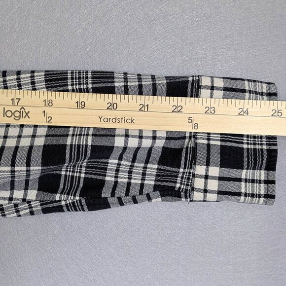 Fossil Button Down Shirt Mens Medium Black White Plaid Long Sleeve Pocket - Picture 8 of 10